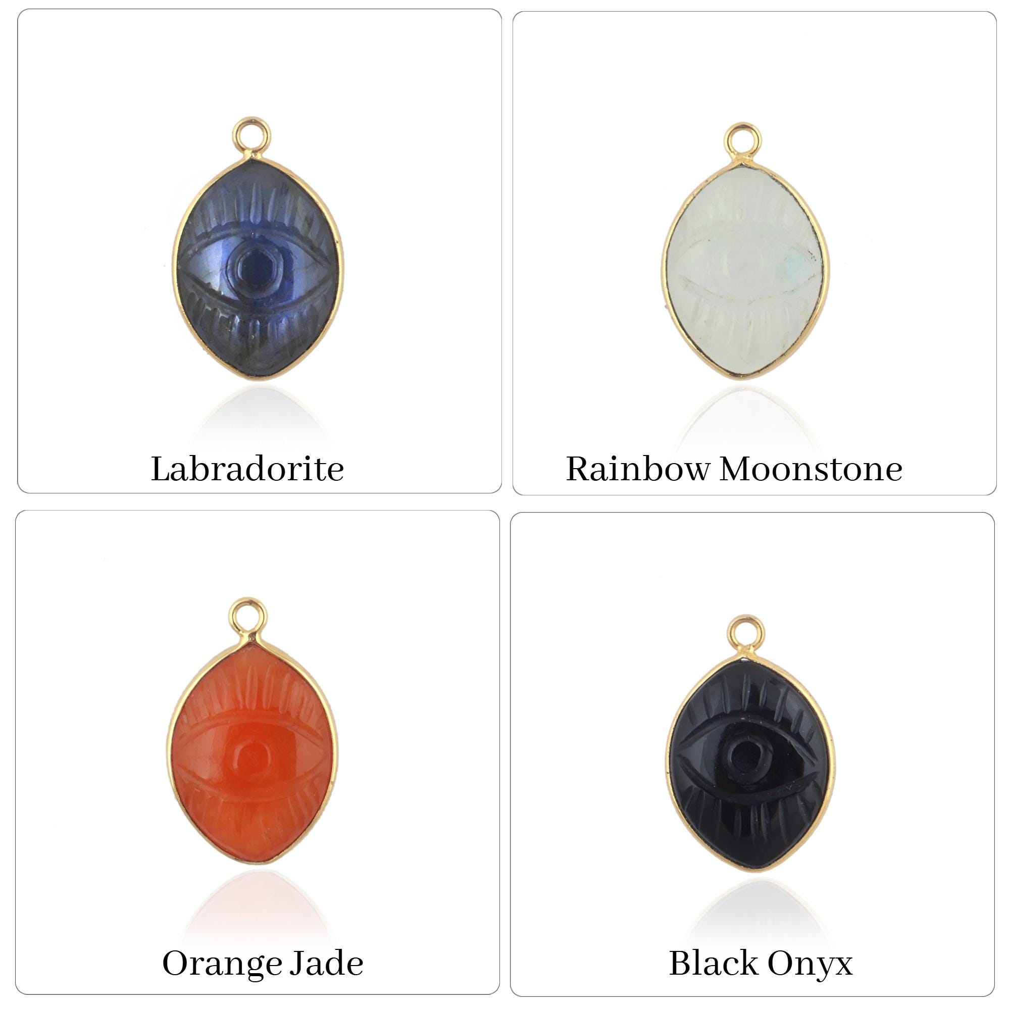 Gold Plated Evil Eye Gemstone Pendant Charm