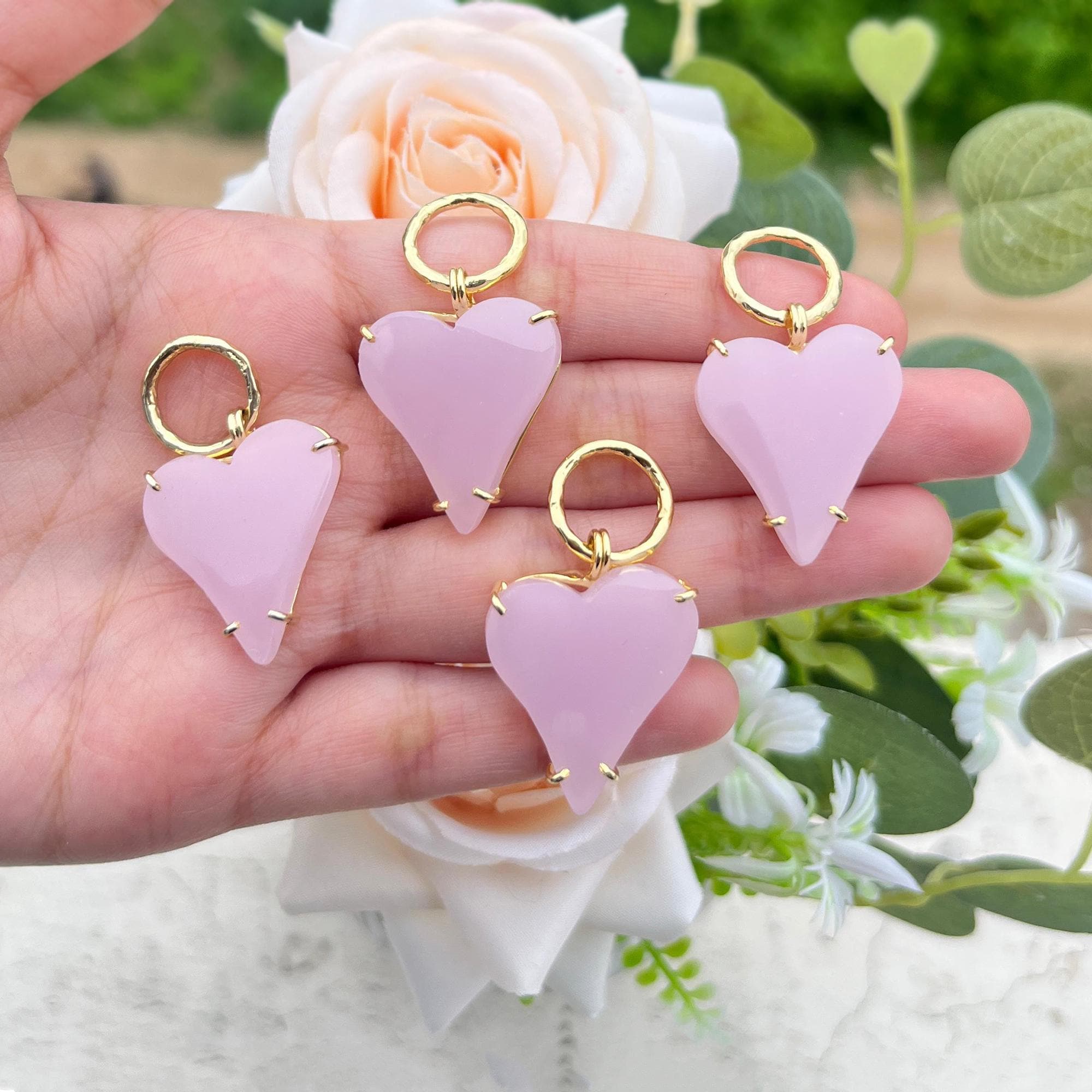 20x22mm Pink Chalcedony Heart Pendant