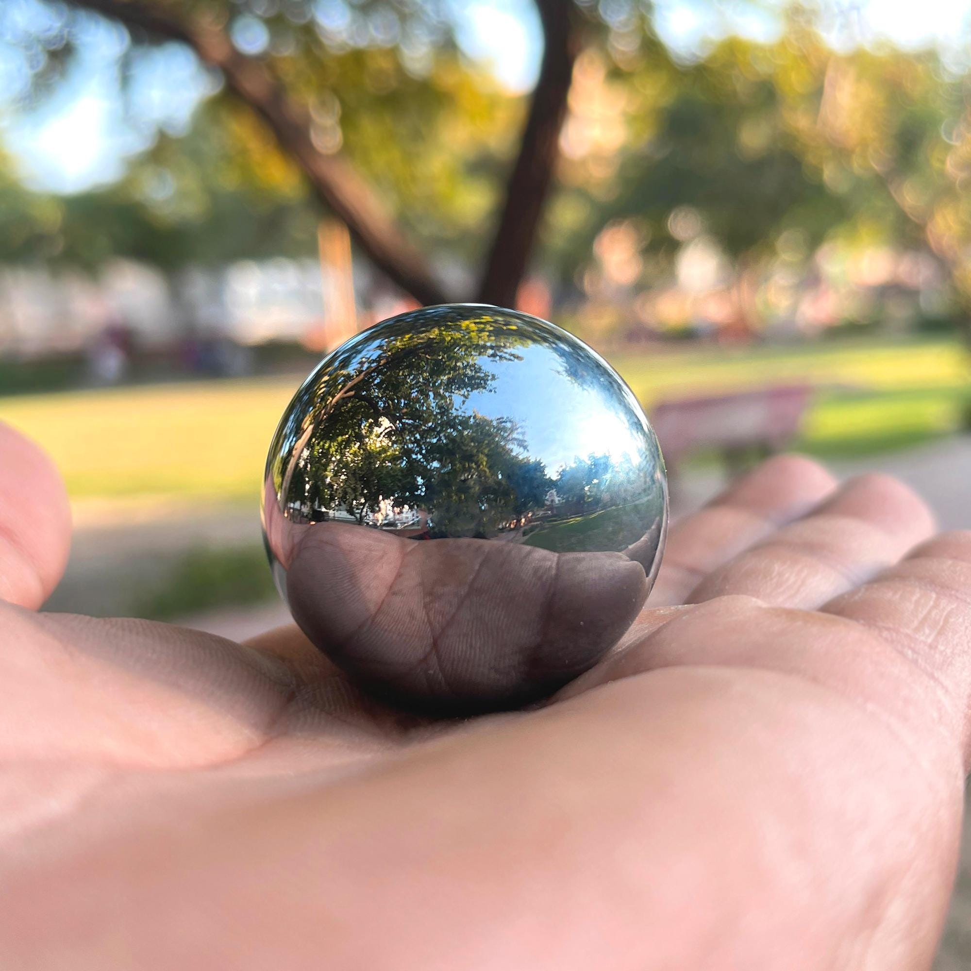 Polished Noble Shungite Sphere: Gothic Home Decor, Healing Energy