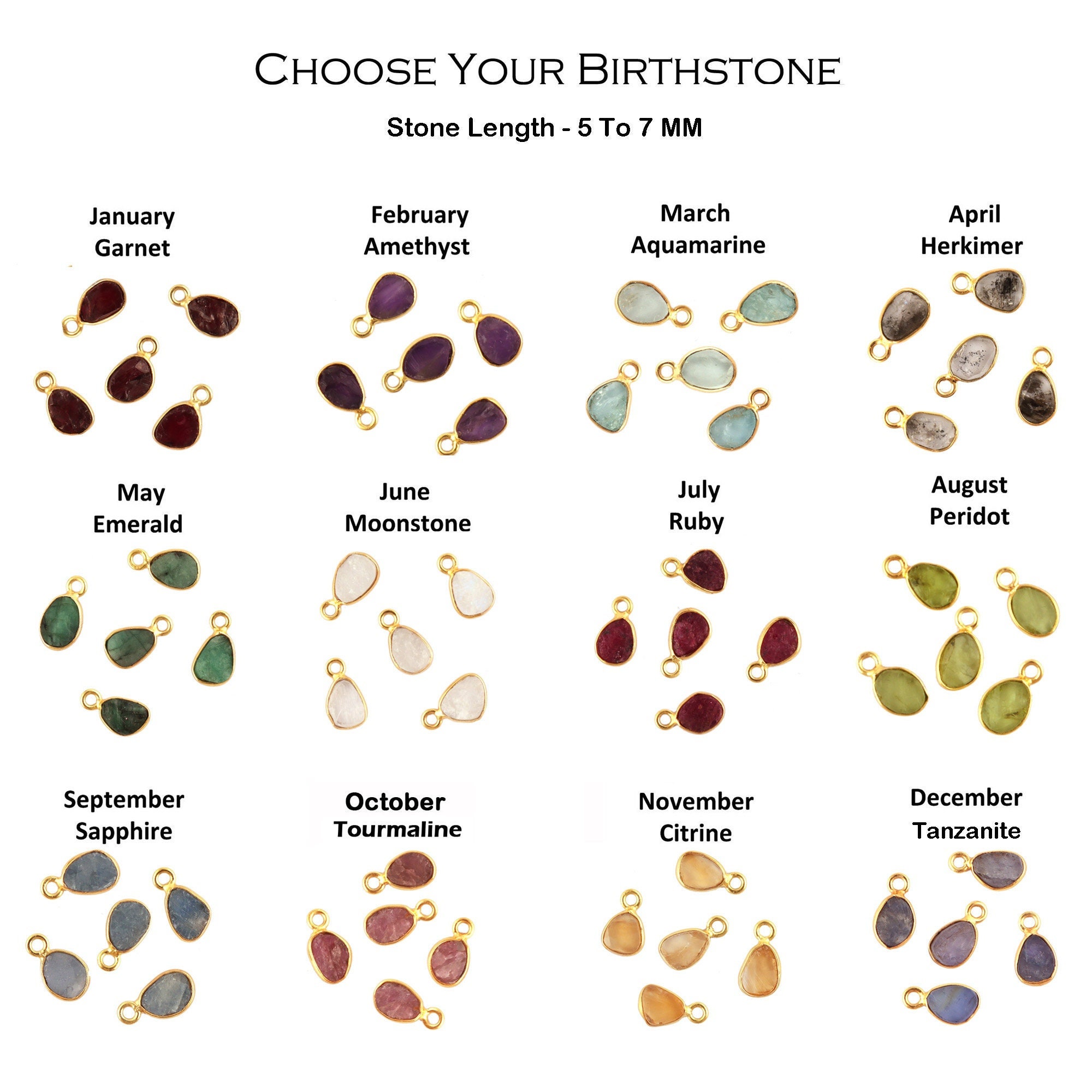 Raw Birthstone Connector, Natural Gemstone Gold Plated Bezel Set Jewelry Charm