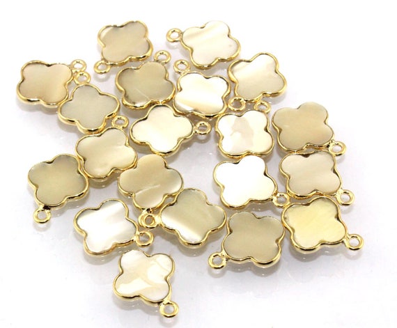 Wholesale LOT OF Clover Shape Natural Mother of Pearl 12x19mm