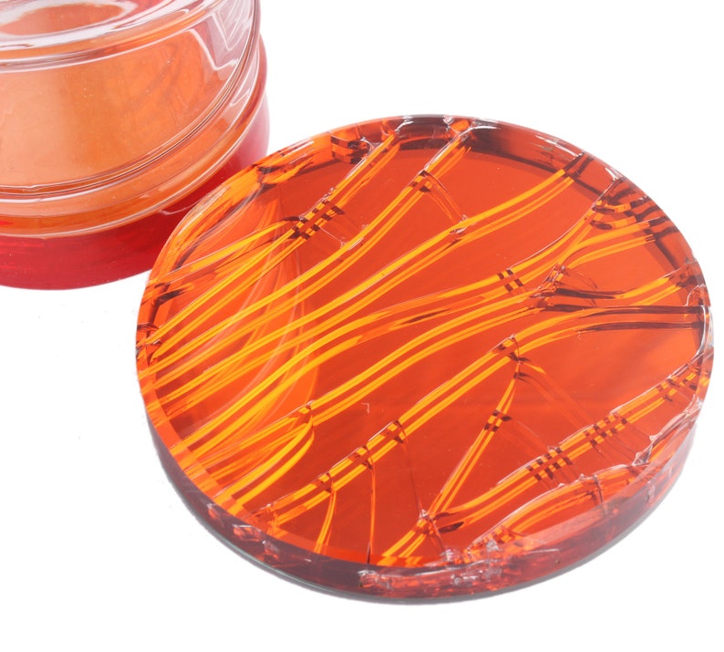 Creaked Glass Coaster Red Glass Coaster Round Disc Coaster Etsy