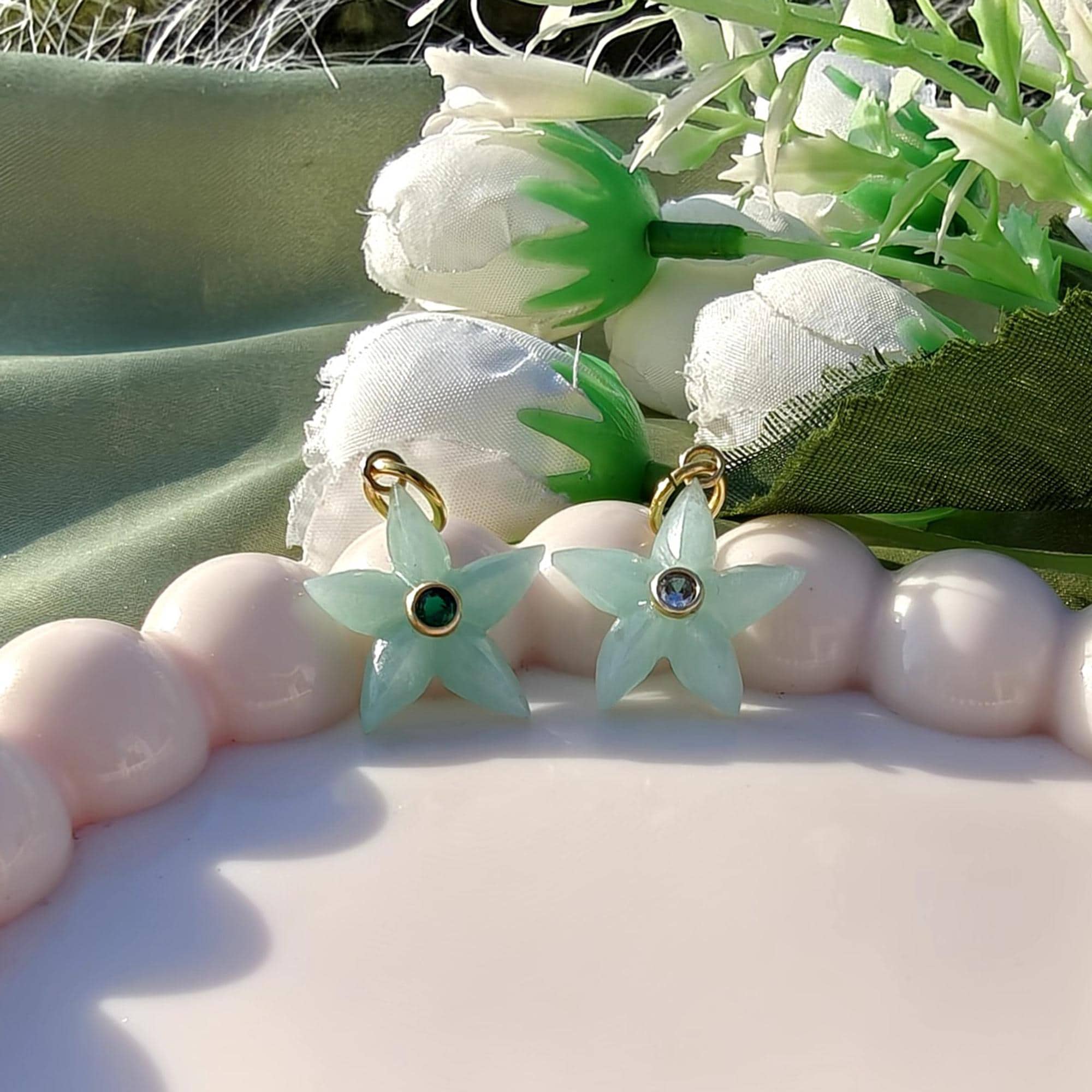 Amazonite Starfish Carved Gemstone Pendant Charms