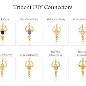 Chalcedony Trident Pendant Necklace Bracelet Making Connectors, DIY Trident Pendant Bracelet Necklace, Trident Finding Supplies