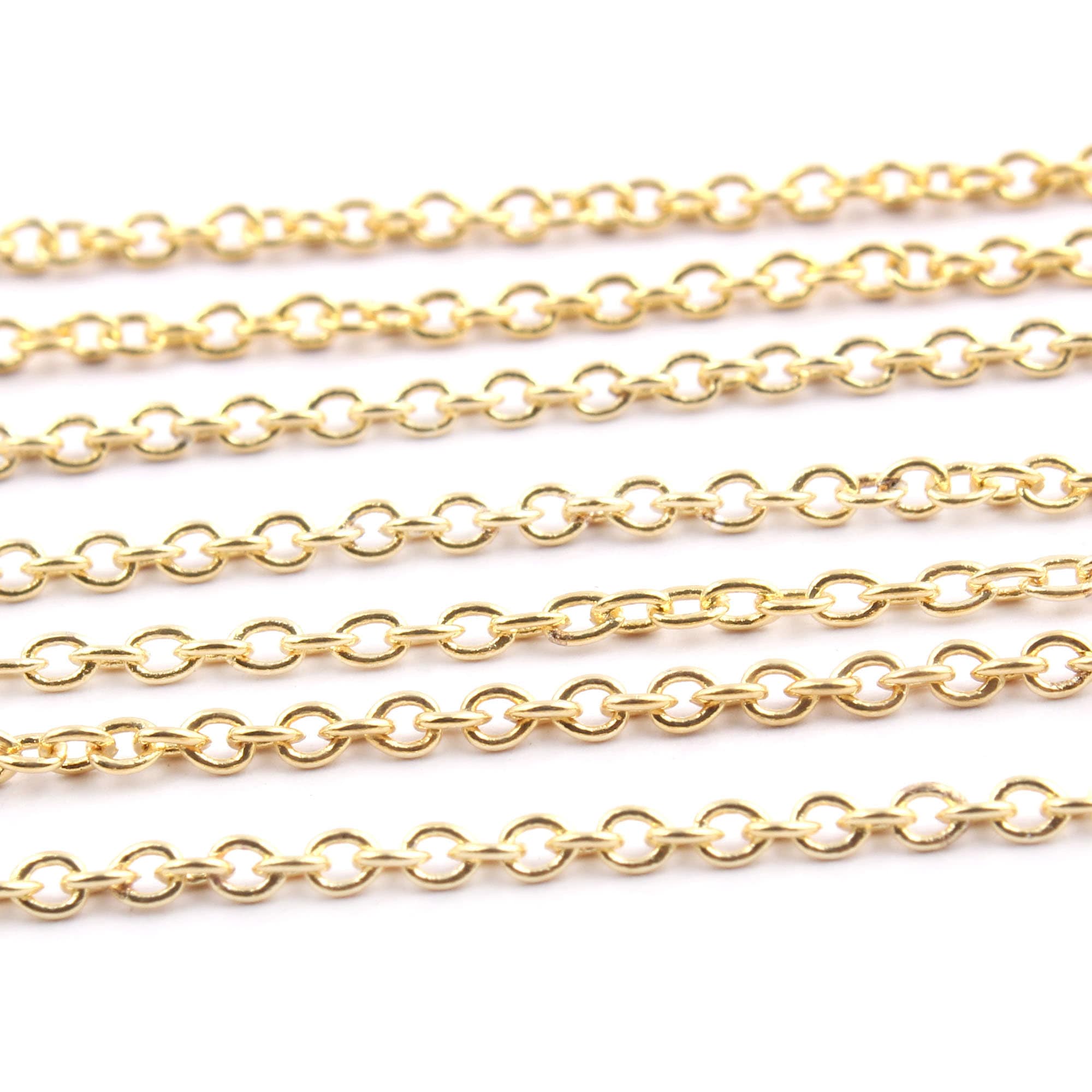 Gold Plated Cable Link Chain, Necklace, 10 Feet