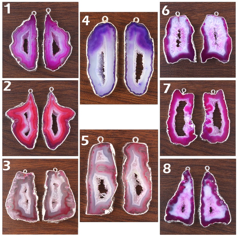 DIY Earrings Geode Supplies Pair Of Earrings Pink Purple Blue Geode Slice Natural Geode Slice Silver Plated Earrings Pairs Connectors
