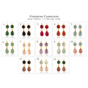 Natural Gemstone Round Pear Double Stone Gold Plated Earrings Pairs Connectors, DIY Earrings, Pair Of Earring, Chalcedony Earrings Connector