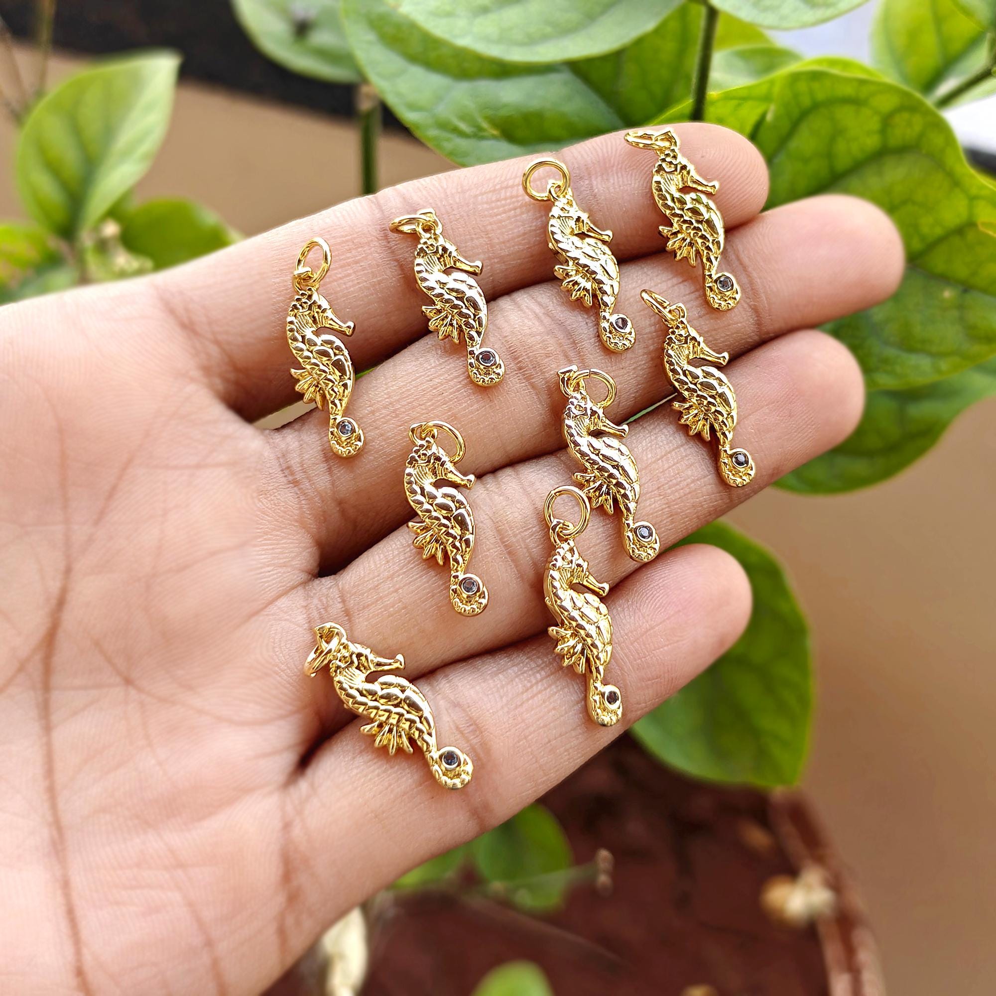 Gold Plated Seahorse Pendant, Ocean Theme Charm