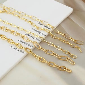 18k Gold Plated Paperclip Chain - Gold Paperclip Chain Necklace Making - Oval Link Chain For Bracelet DIY Jewelry Making Unfinished Chain