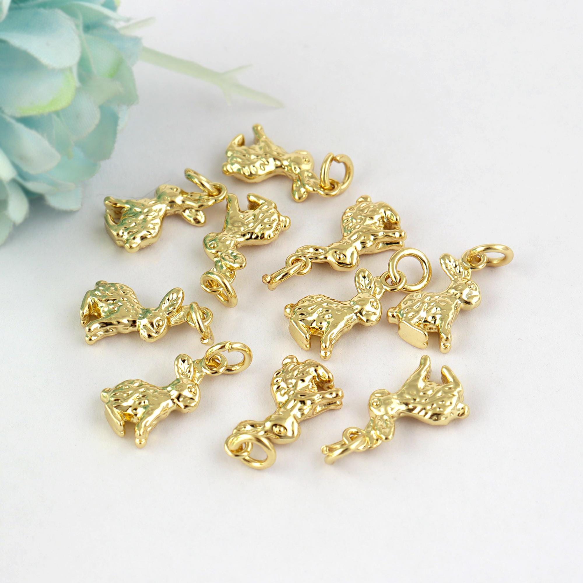 18k Gold Filled Rabbit Pendant, Animal Charm, Necklace