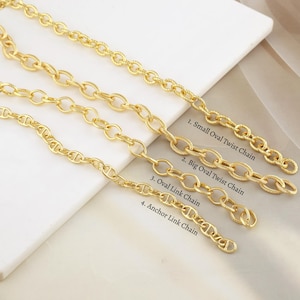18k Gold Plated Oval Link Chain - Gold Twisted Oval Cable Chain For Necklace Jewelry Crafting - Unfinished Chain Wholesale Supply