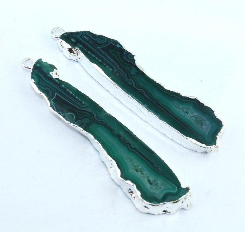 Rare Natural Geode Agate Slice Druzy Silver Electroplated Connectors Pairs For Making Earrings Gemstone Geode Connector Making DIY Jewelry