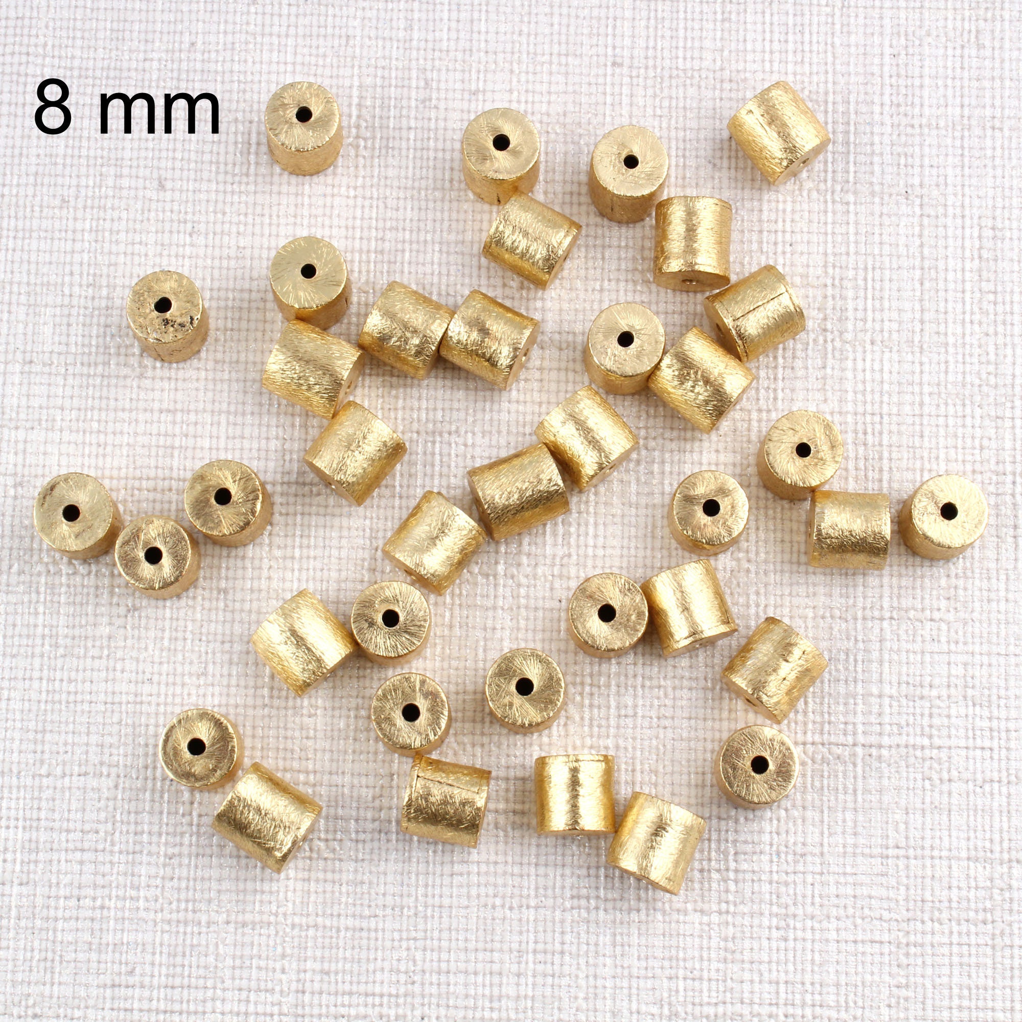Gold Plated Cylinder Beads, 8mm Drum Spacer Beads