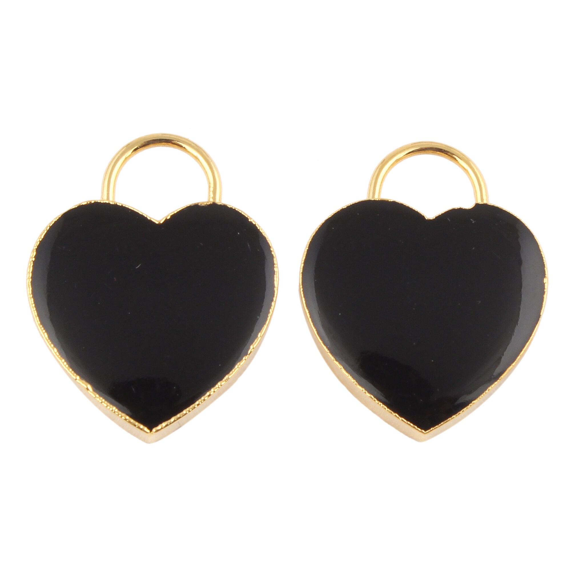 Gold Plated Heart Connectors, Black Onyx Earring Pairs
