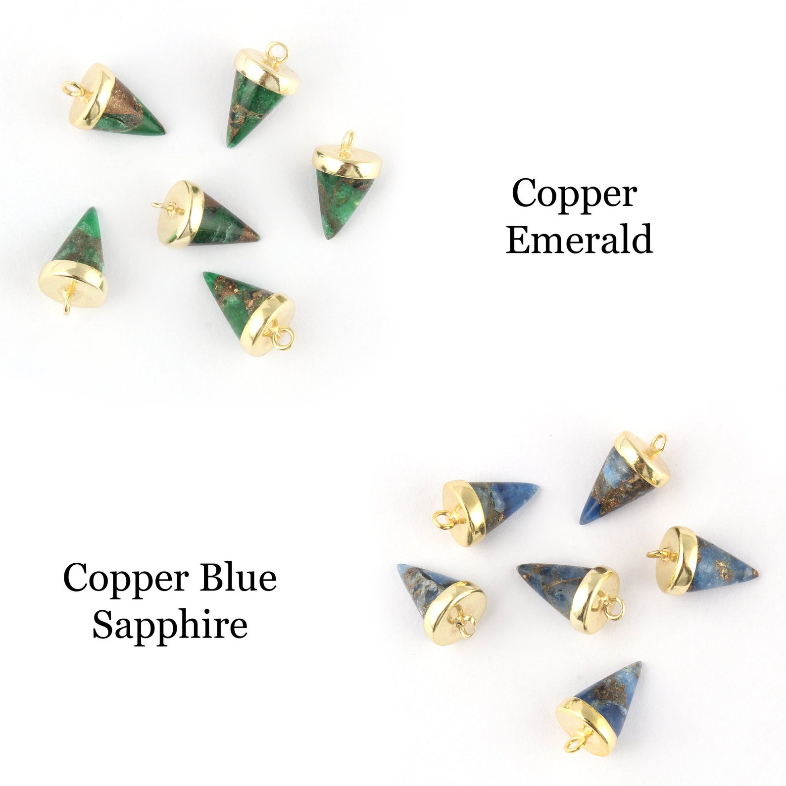 Glatte Kupfer Edelstein Pendel Spike Anhänger Steckverbinder | Etsy