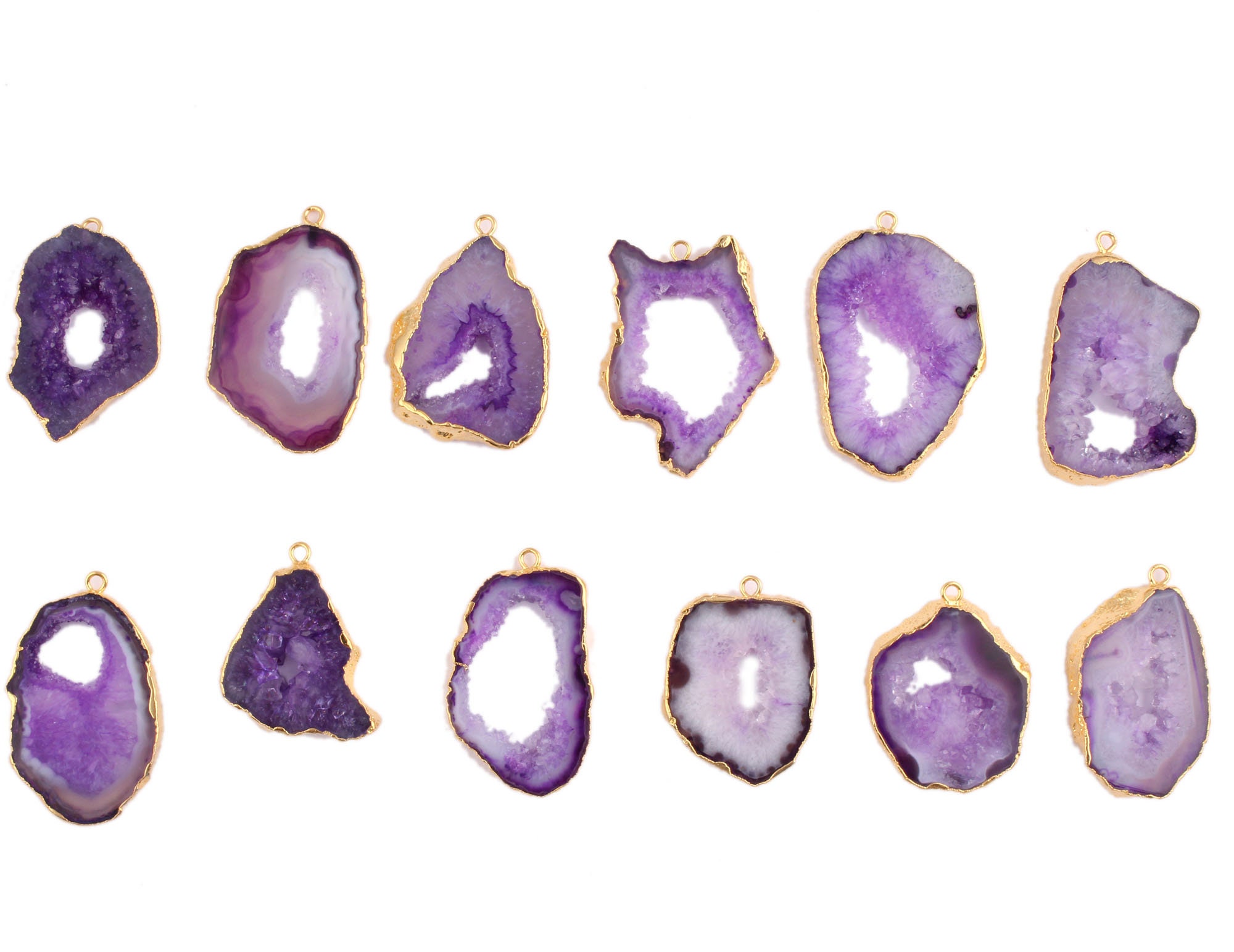 DIY Purple Geode Connectors Natural Geode Gray Geode Slice Etsy