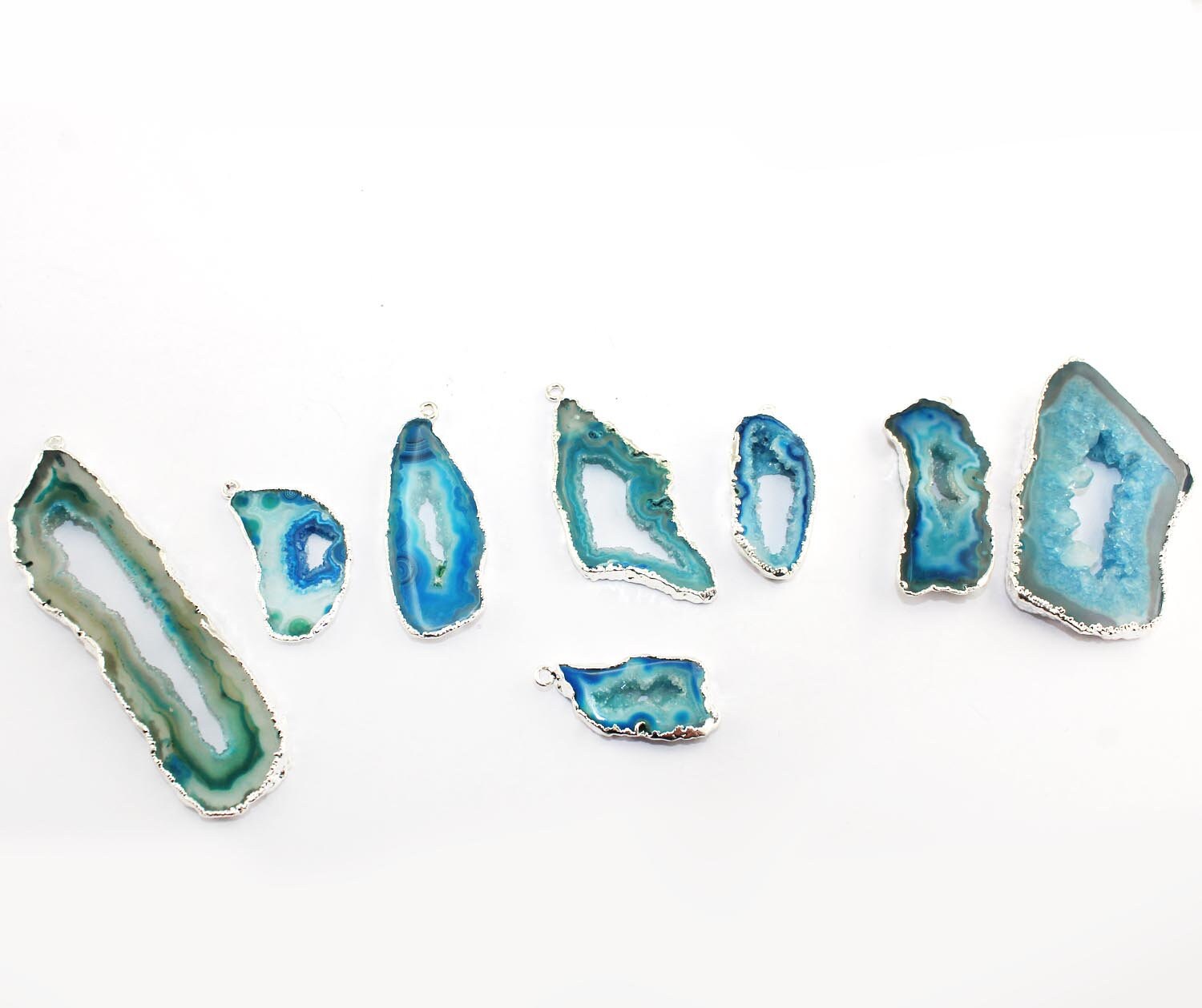 DIY Geode Slice Connectors Natural Sky Blue Geode Slice Etsy