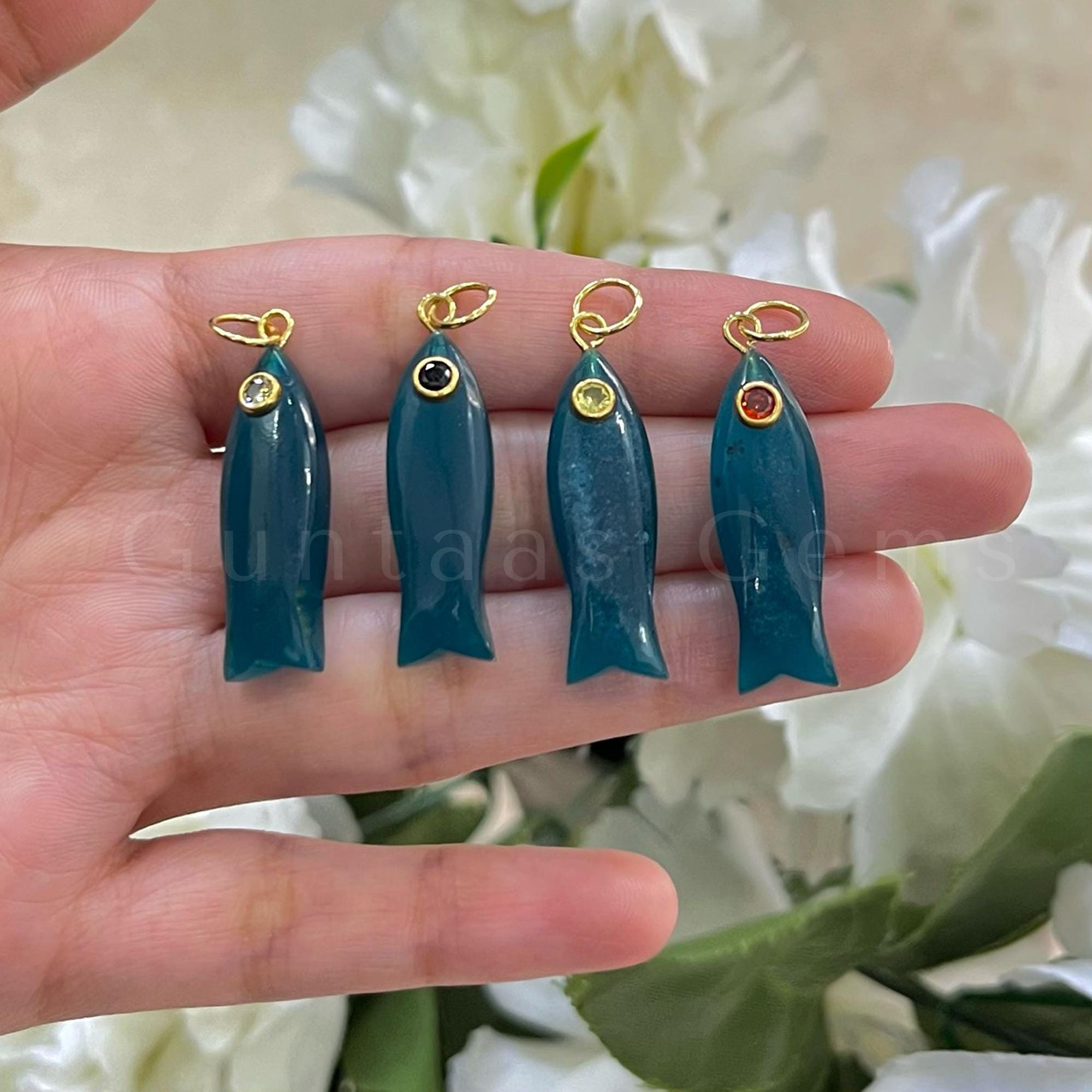 Pendentif En Jade Ancien - Poisson Vintage - Collier Unisexe