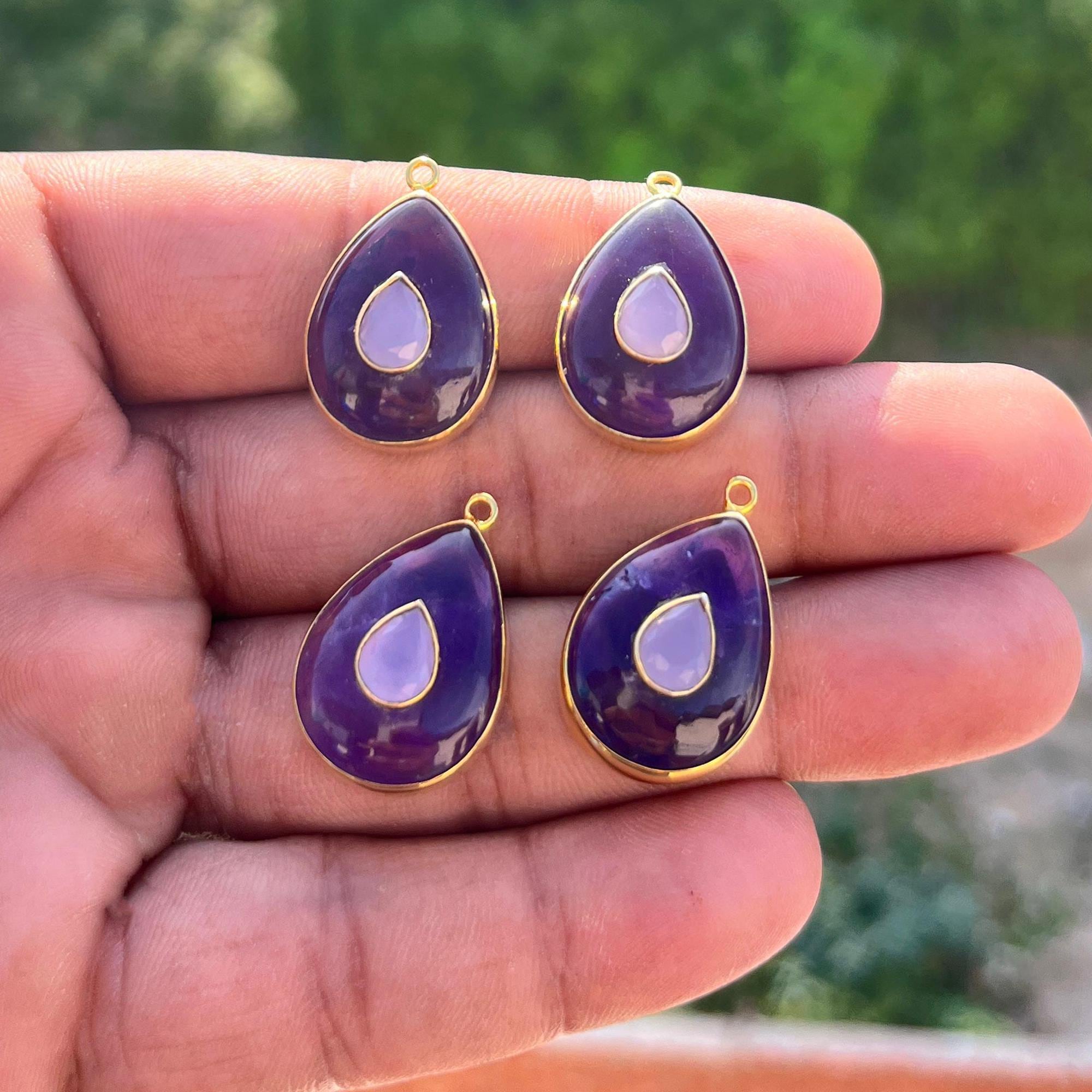 Amethyst Pear Pendant Gold Plated Teardrop