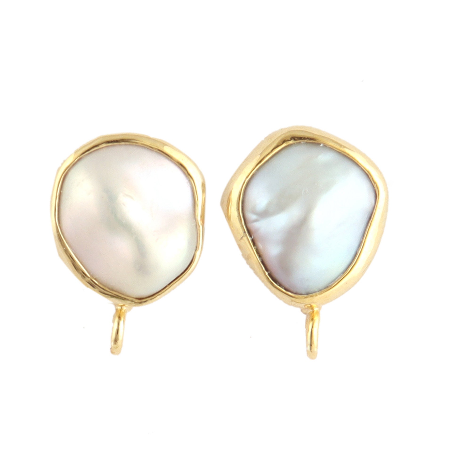 Natural Freshwater Pearl Stud Earrings, Gold Plated Jewelry Pairs