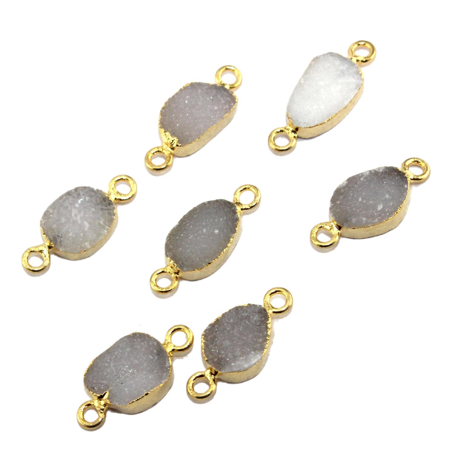 金メッキホワイトシュガードゥルージーコネクタ - 17 mm DIYジュエリー