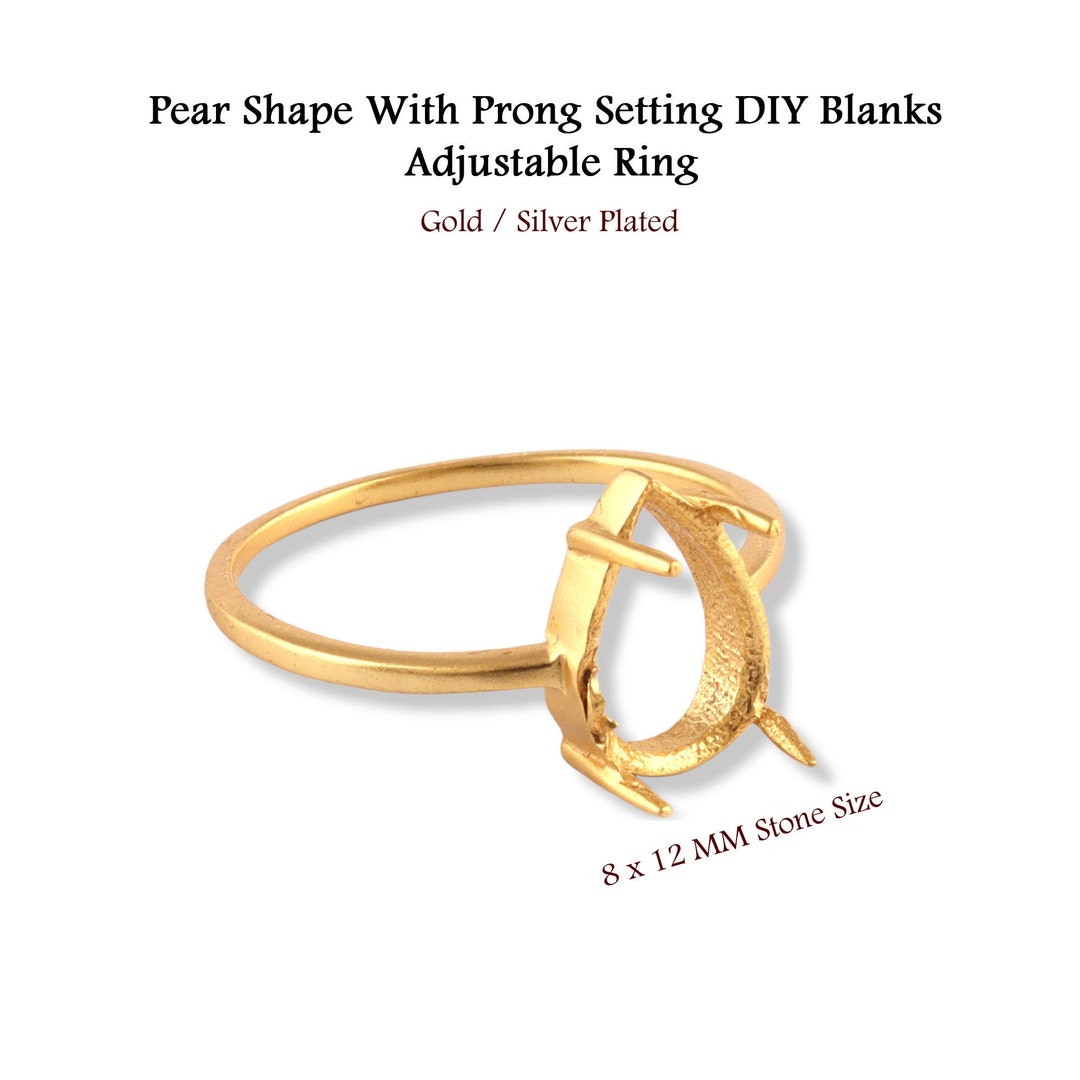 8x12mm Pear Shape Designer Prong Setting Ring Blanks DIY Etsy
