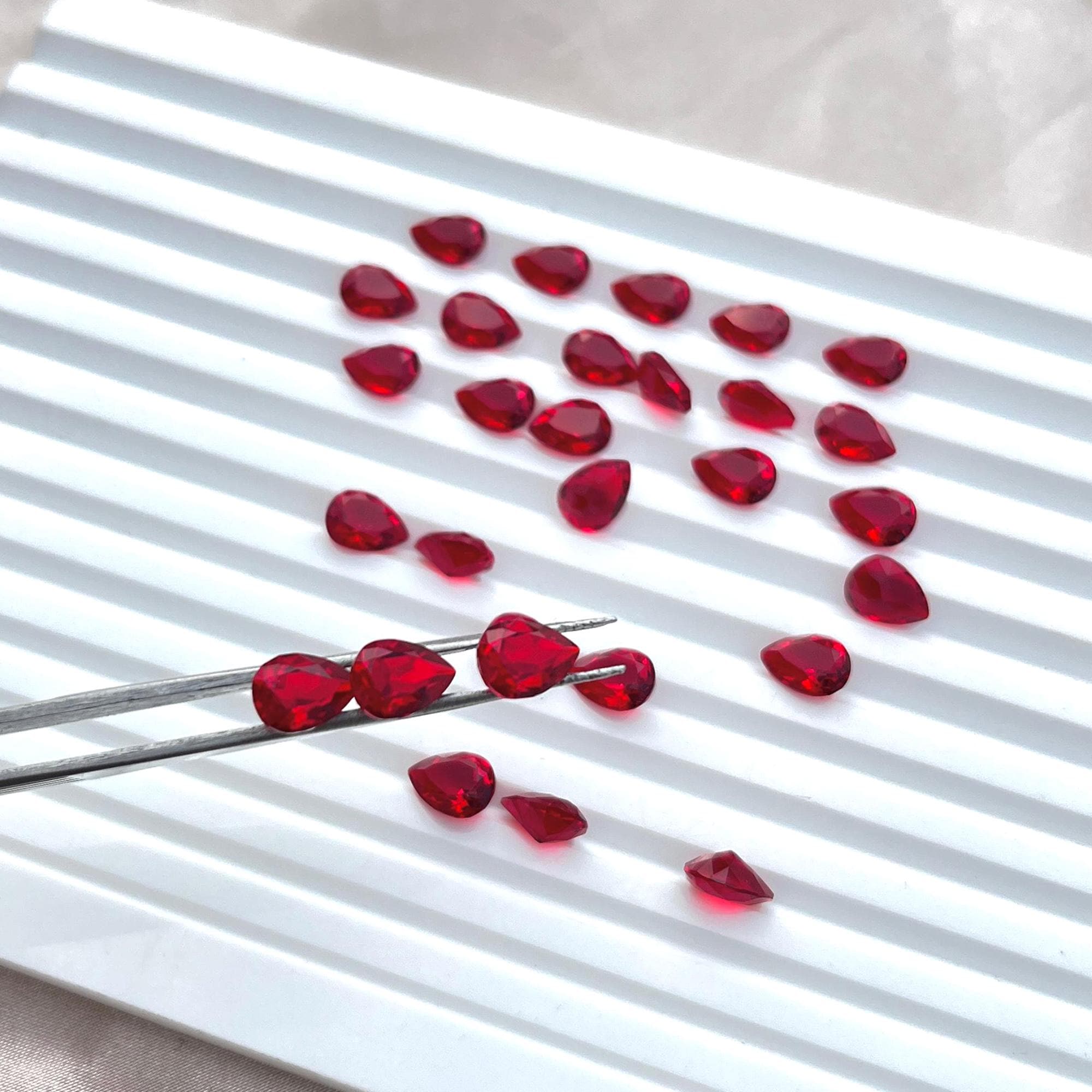 Pear Cut Garnet Hydro Quartz Gemstones, Lot of 35 Pcs