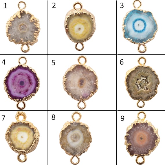 Natural Solar Quartz Gold Plated For Connector Bracelet Necklace Jewelry Making
