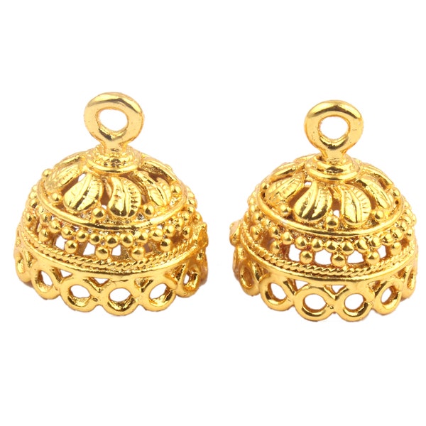 Beautiful Gold Plated Jhumka Earrings Connectors, DIY Earrings, DIY Jhumka, DIY Jhumki, Designer Jhumka Connectors, Pairs Of Earrings Supply