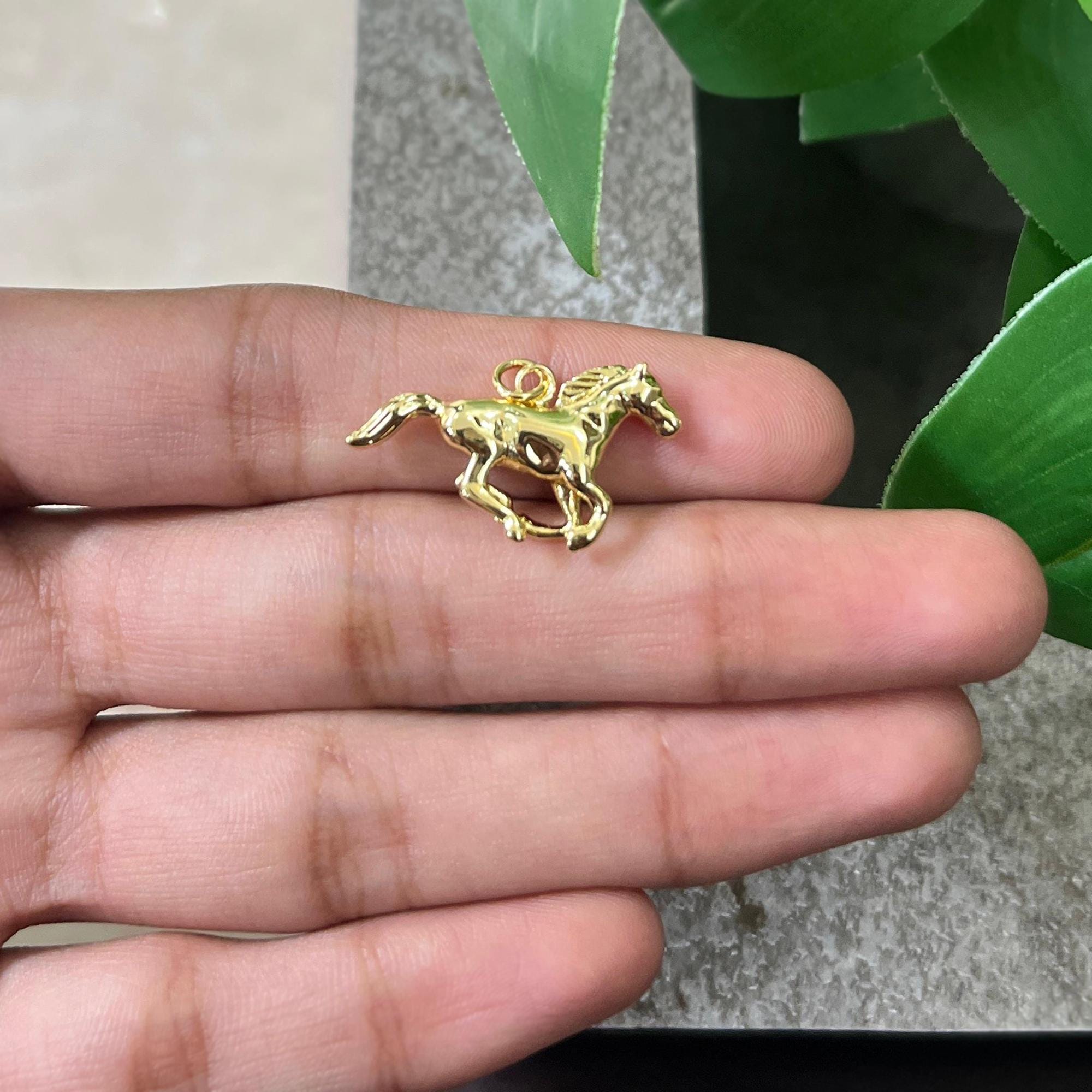 18k Gold Plated Racing Horse Charm Pendant