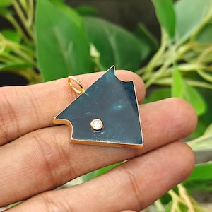 Gold Plated Jade Arrowhead Pendant, Ruby, Apatite Jade Necklace Connector, White CZ Accent