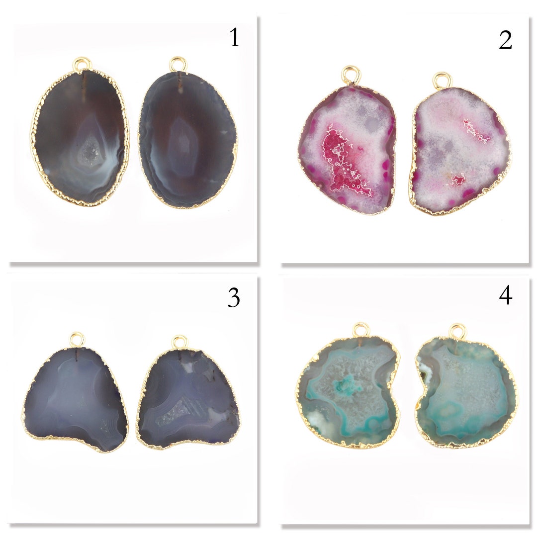Collier Pendentif Druzy BUTW Doré – Agate Occo électroforme, Référence 6201K, Neuf Avec étiquette