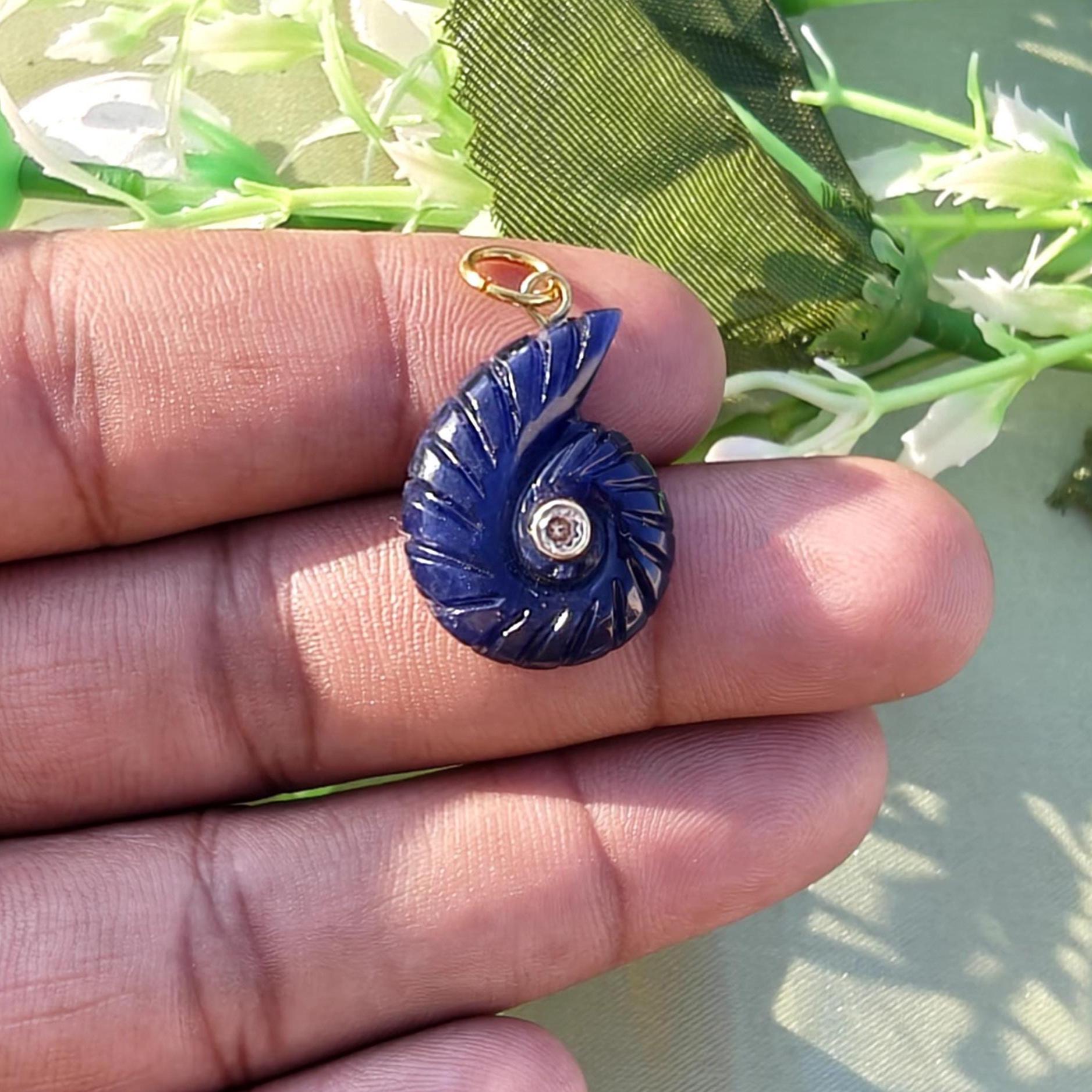 Ammonite Carved Blue Sodalite Pendant Charms