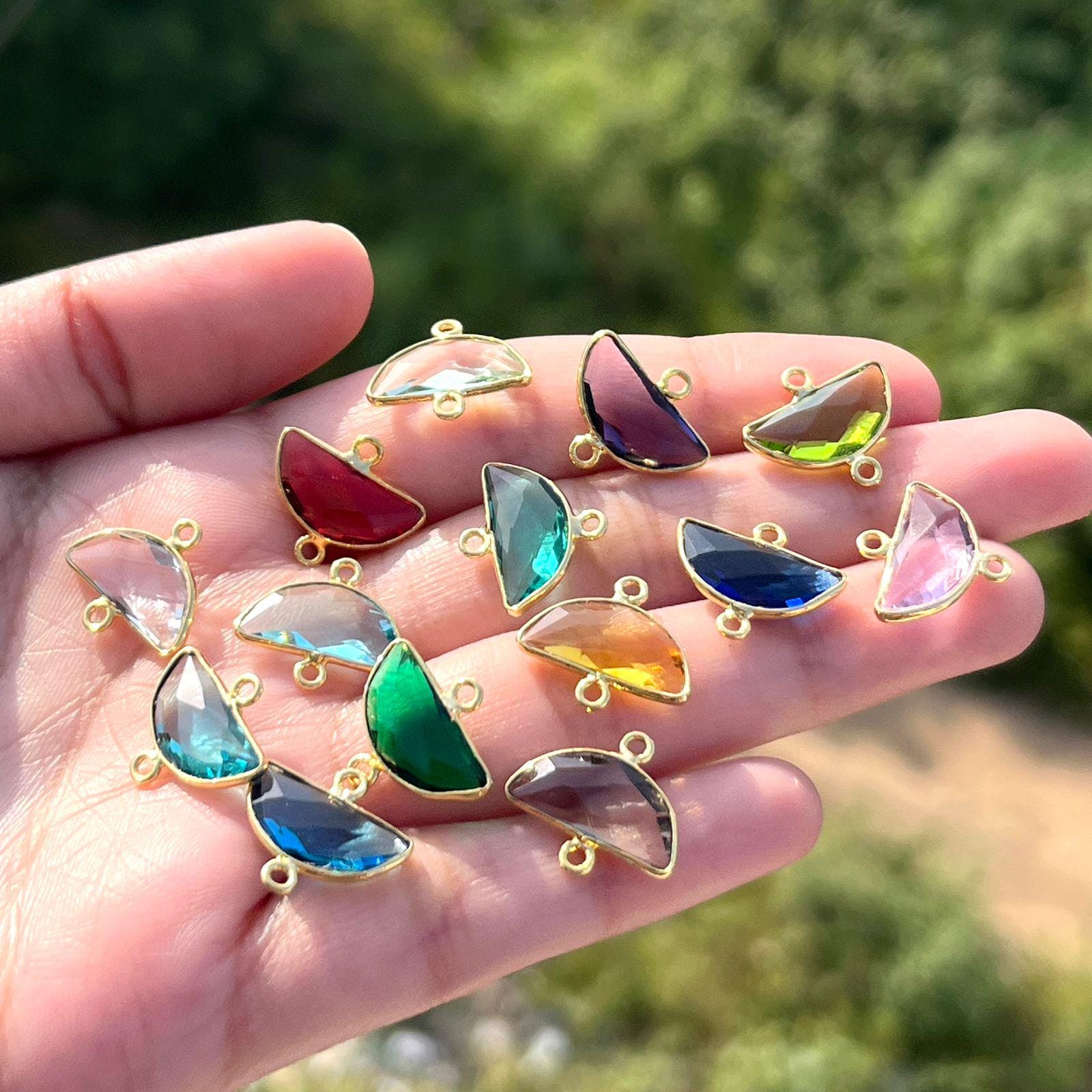 6x14mm D Shape Hydro Quartz Gemstone Charms
