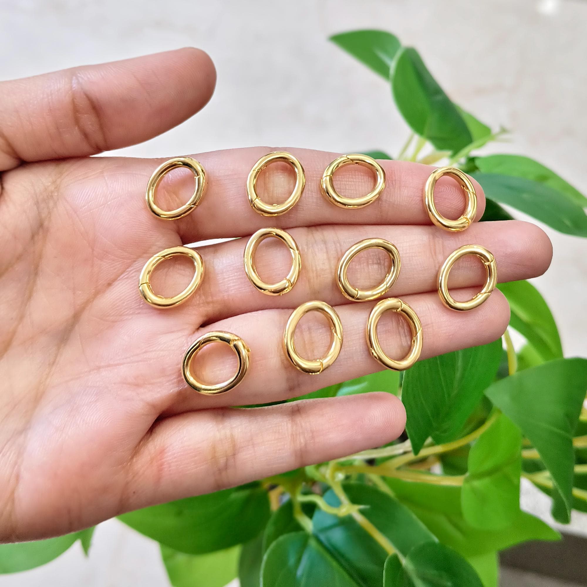 18k Gold Plated Oval Pendant Bail Connectors, Jewelry Clasp Charms (14mm)