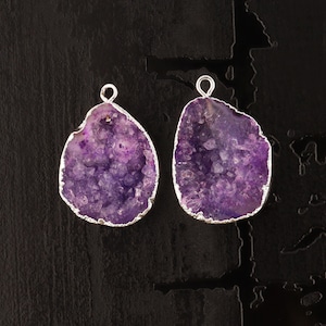 Unique Geode Druzy Earring, Mix Color Geode Druzy Silver Plated Earrings Pairs Connectors, DIY Earrings Connectors, Finding Jewelry
