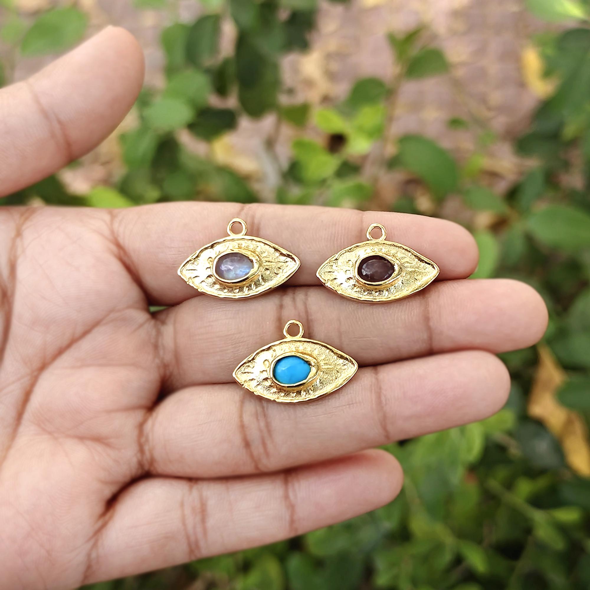 Textured 18K Gold Plated Evil Eye Charms