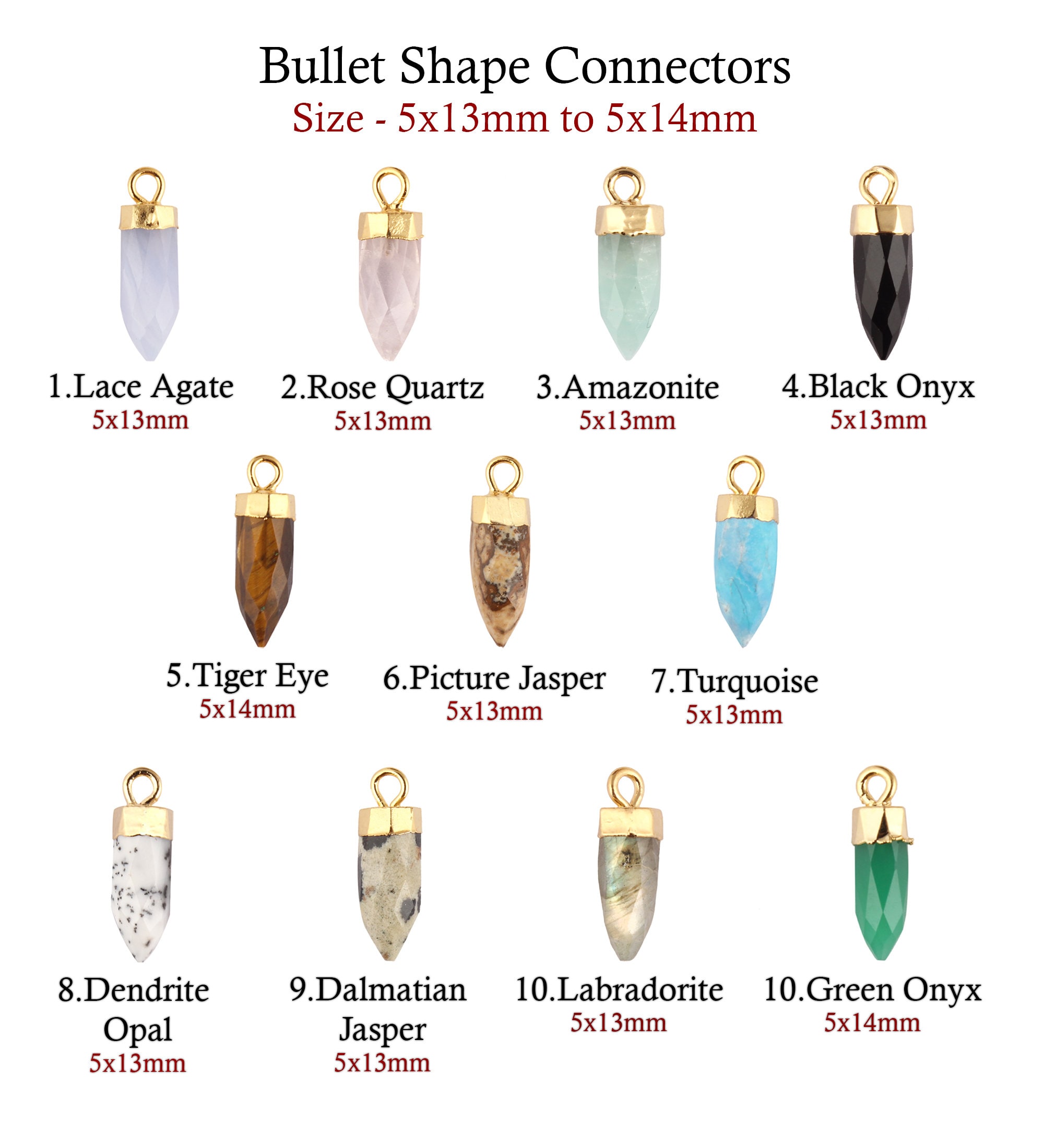 Natural Faceted Gemstone Bullet Pendant Charms