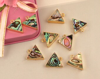 Gold Plated Abalone Shell Triangle Connector Charms: 10/14mm DIY Jewelry