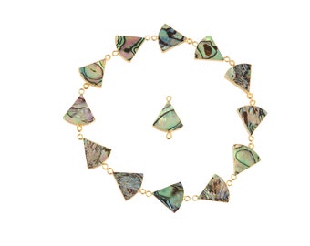 Abalone Connectors: Gold Electroplated Gemstone Handmade DIY Jewelry Makings (Set of 13)