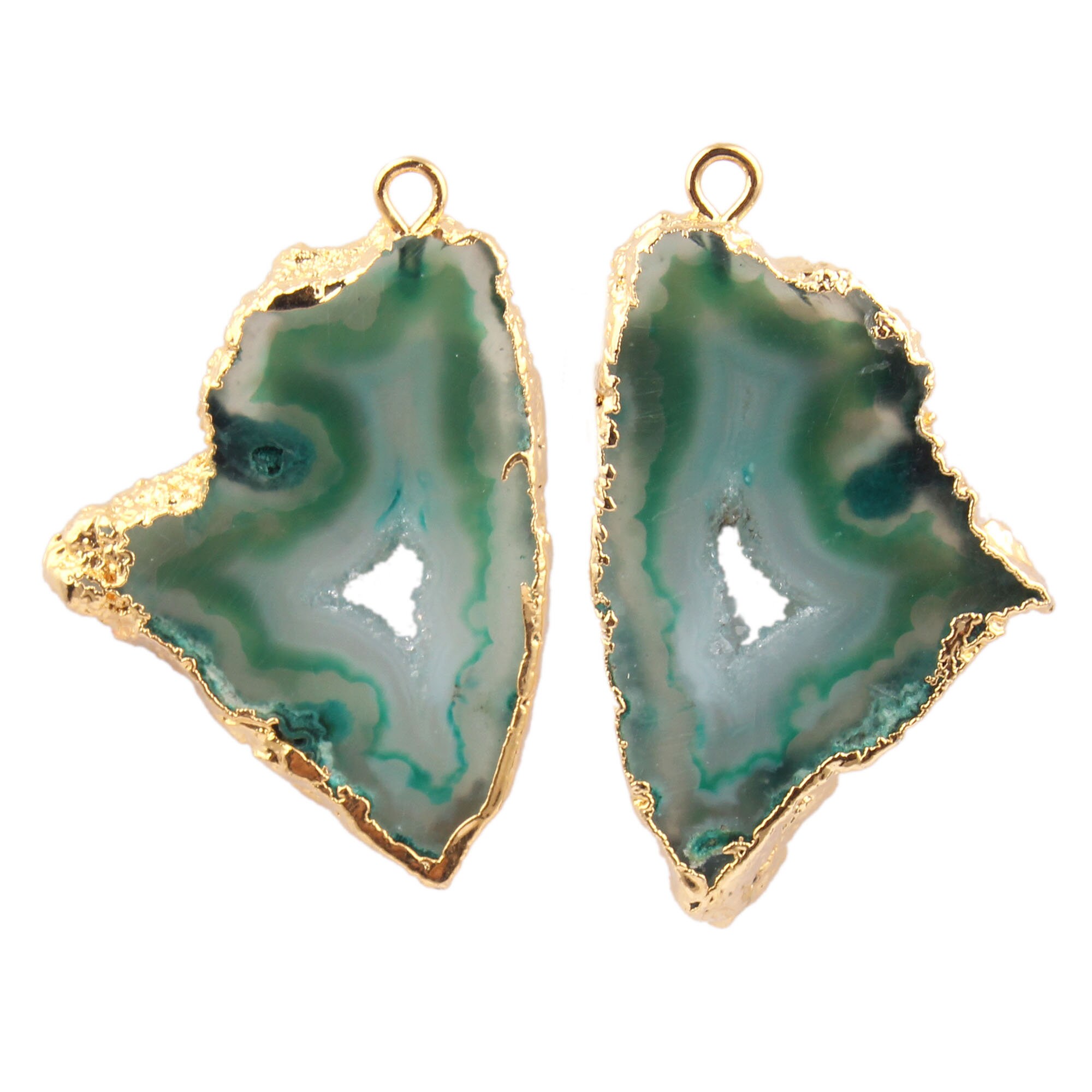Natural Geode Slice Gold Plated Earrings Pairs Connectors | Etsy