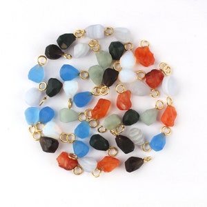Raw Gemstone Connectors For Jewelry Making, Gold Single Bail Pendant Minimalist Charms, 8-10mm Rough Quartz DIY Jewelry Connectors Supplies