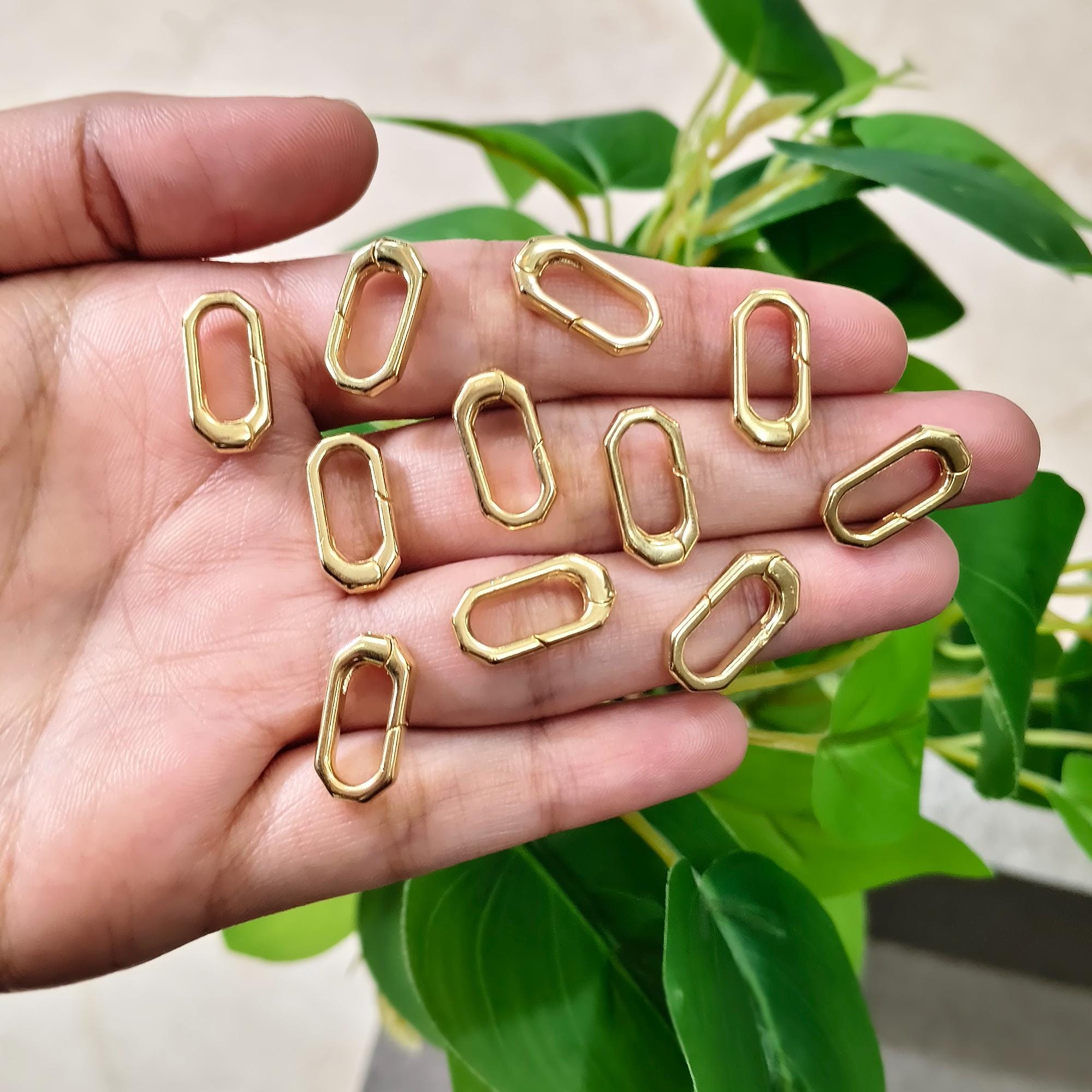 18K Gold Plated Oval Carabiner Clasp, Jewelry Connector
