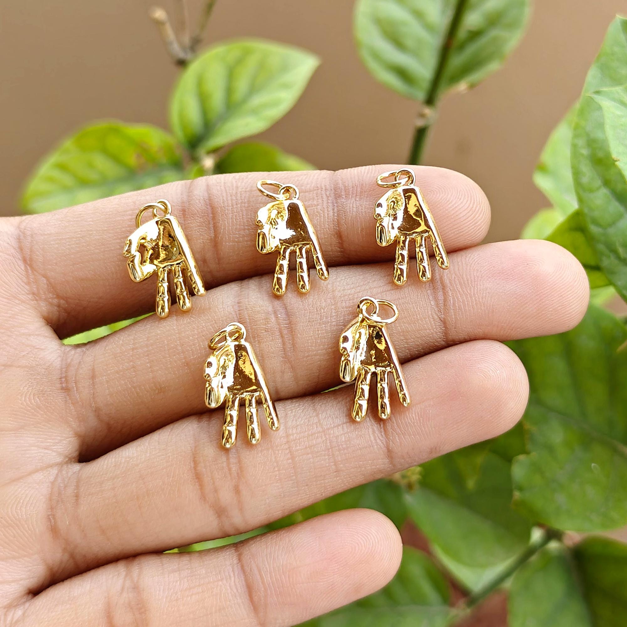 18k Gold Plated Hand Charm Pendant, Bracelet Necklace Add on