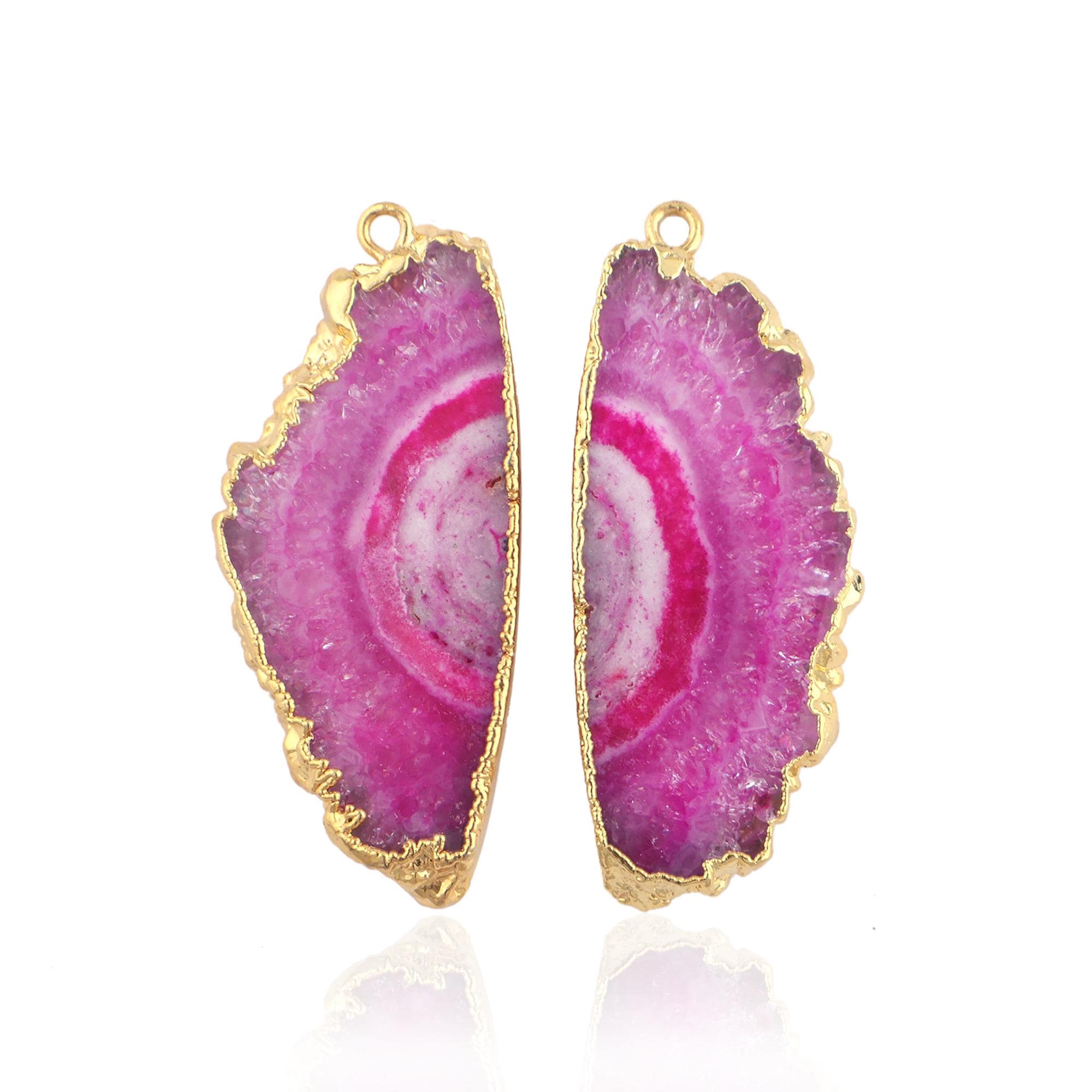 Natural Solar Quartz Earring Charms, Single Bail Gold Electroplated