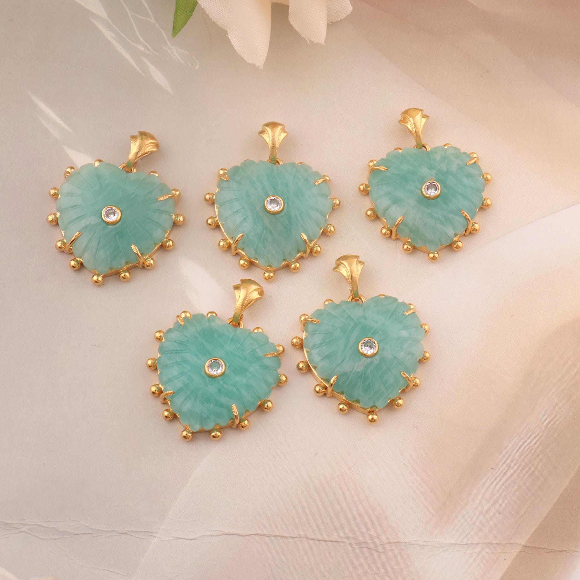 Natural Amazonite Heart Pendant Necklace