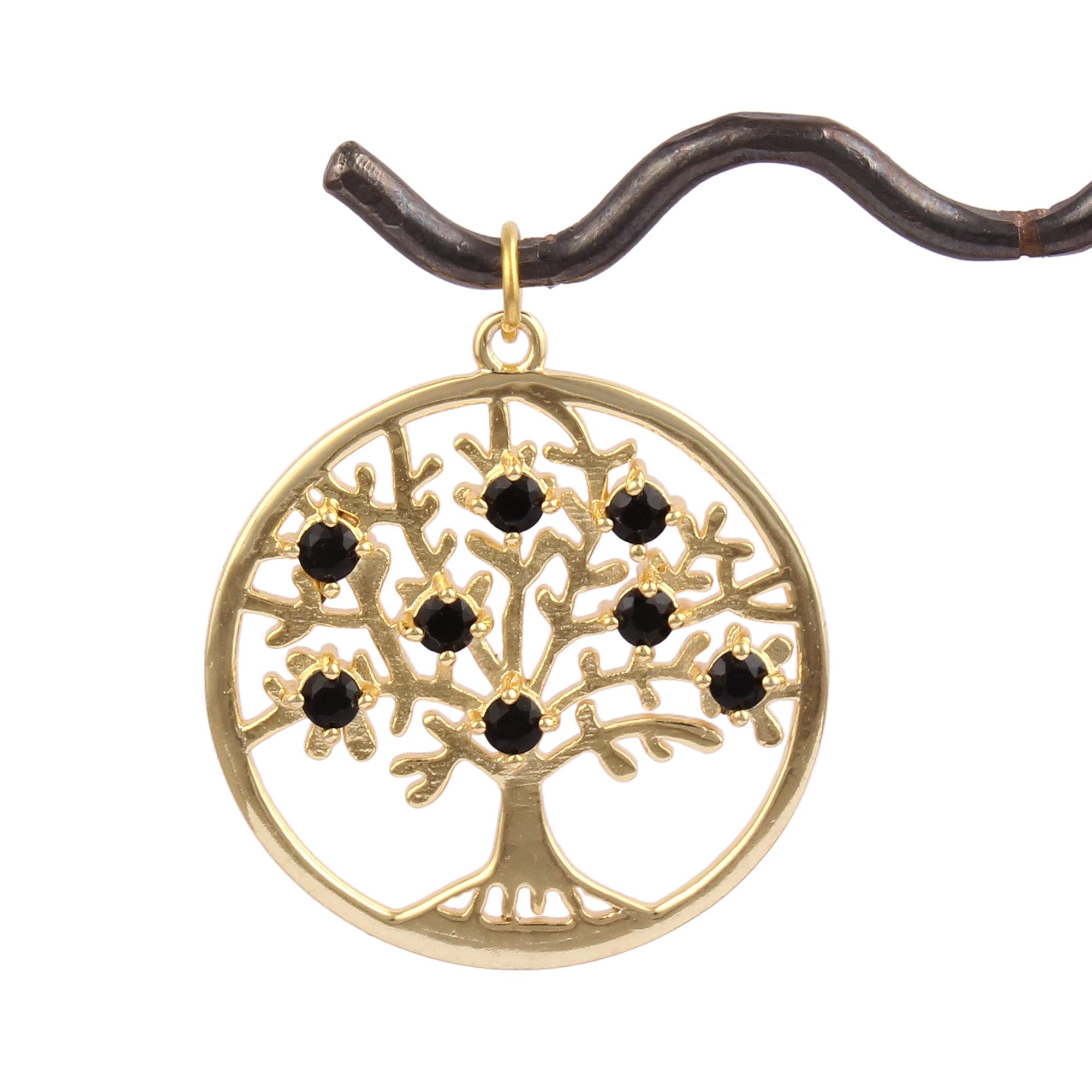 Gold Plated Tree of Life Pendant Charms, Hydro Quartz Chalcedony Connector Tree