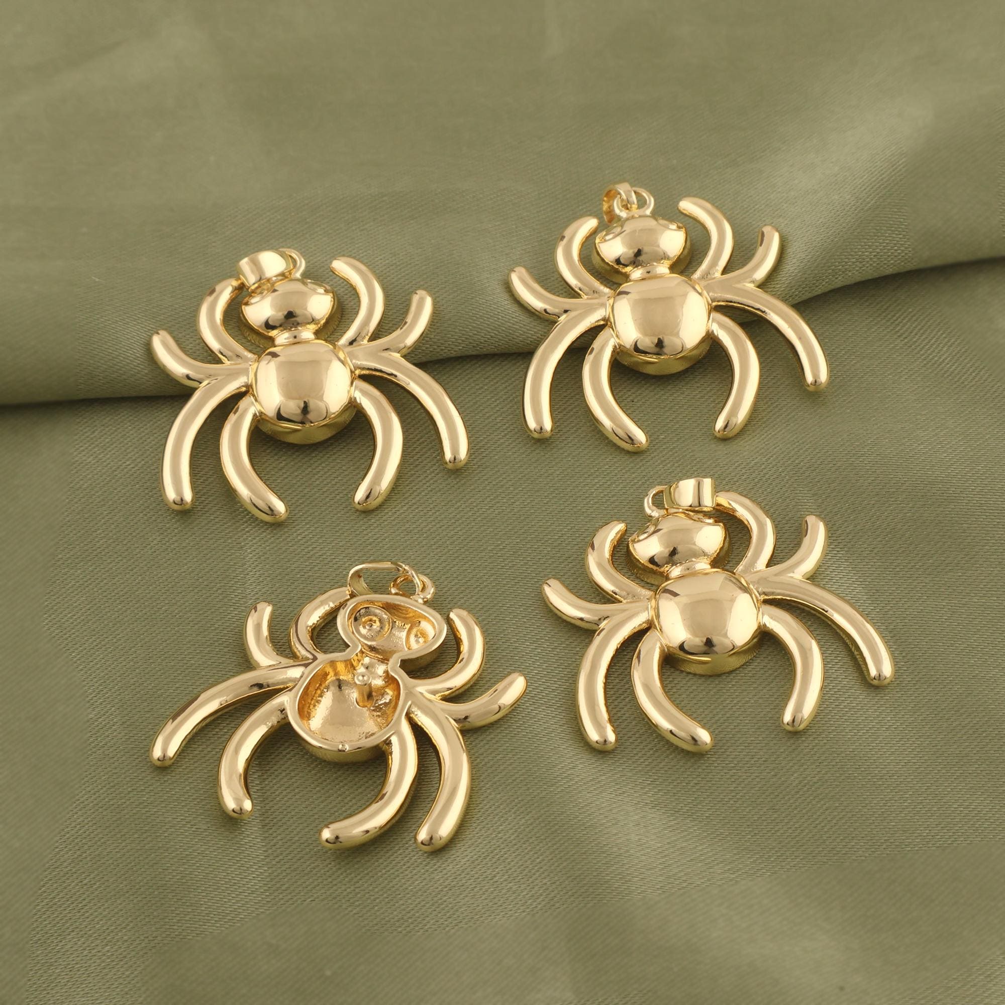 18k Gold Plated Spider Pendant for Necklaces, Arachnid Insect