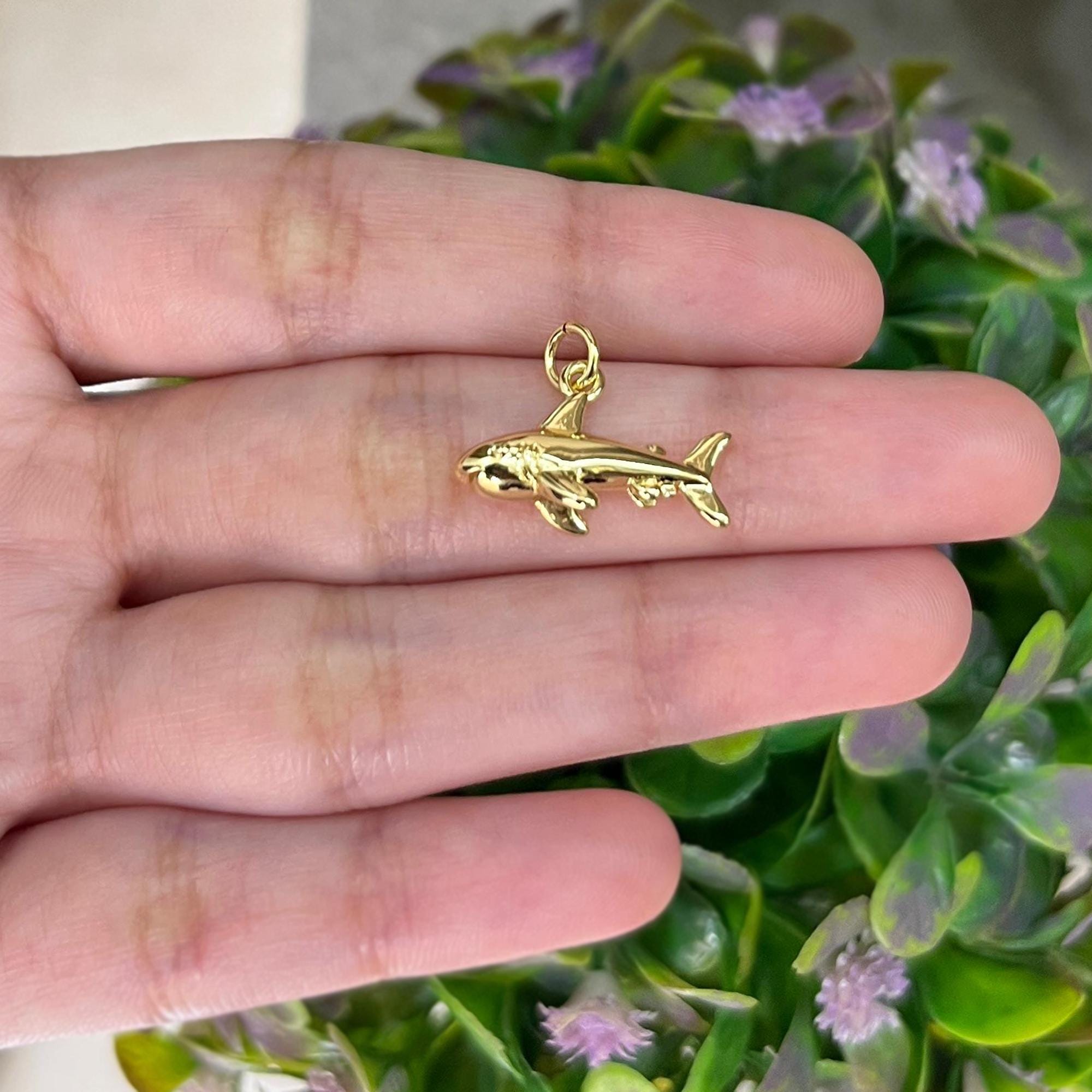 18k Gold Plated Dolphin Charm, Sea Life Jewelry
