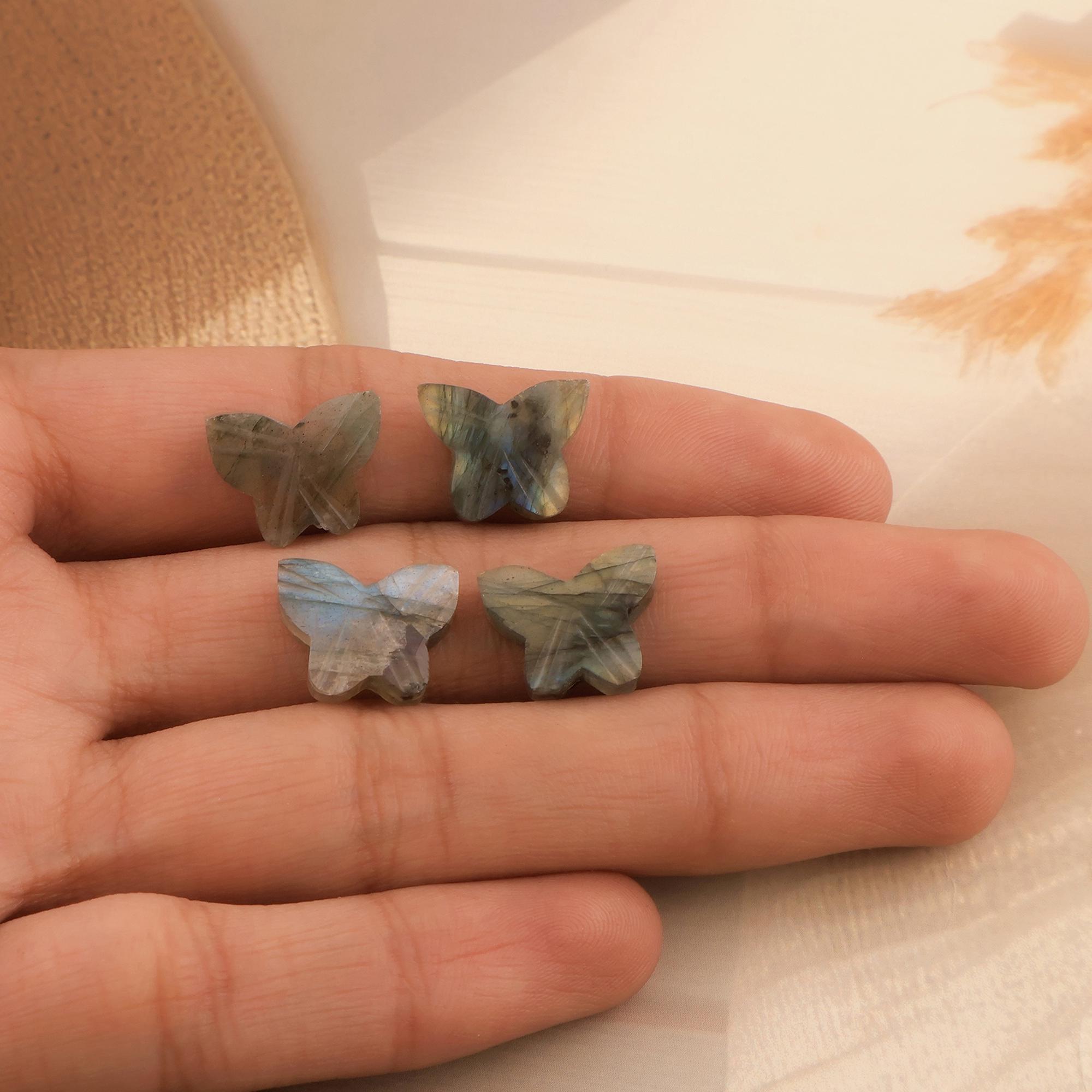 Labradorite Butterfly Carved Gemstone, 12x15mm Onyx, Amazonite
